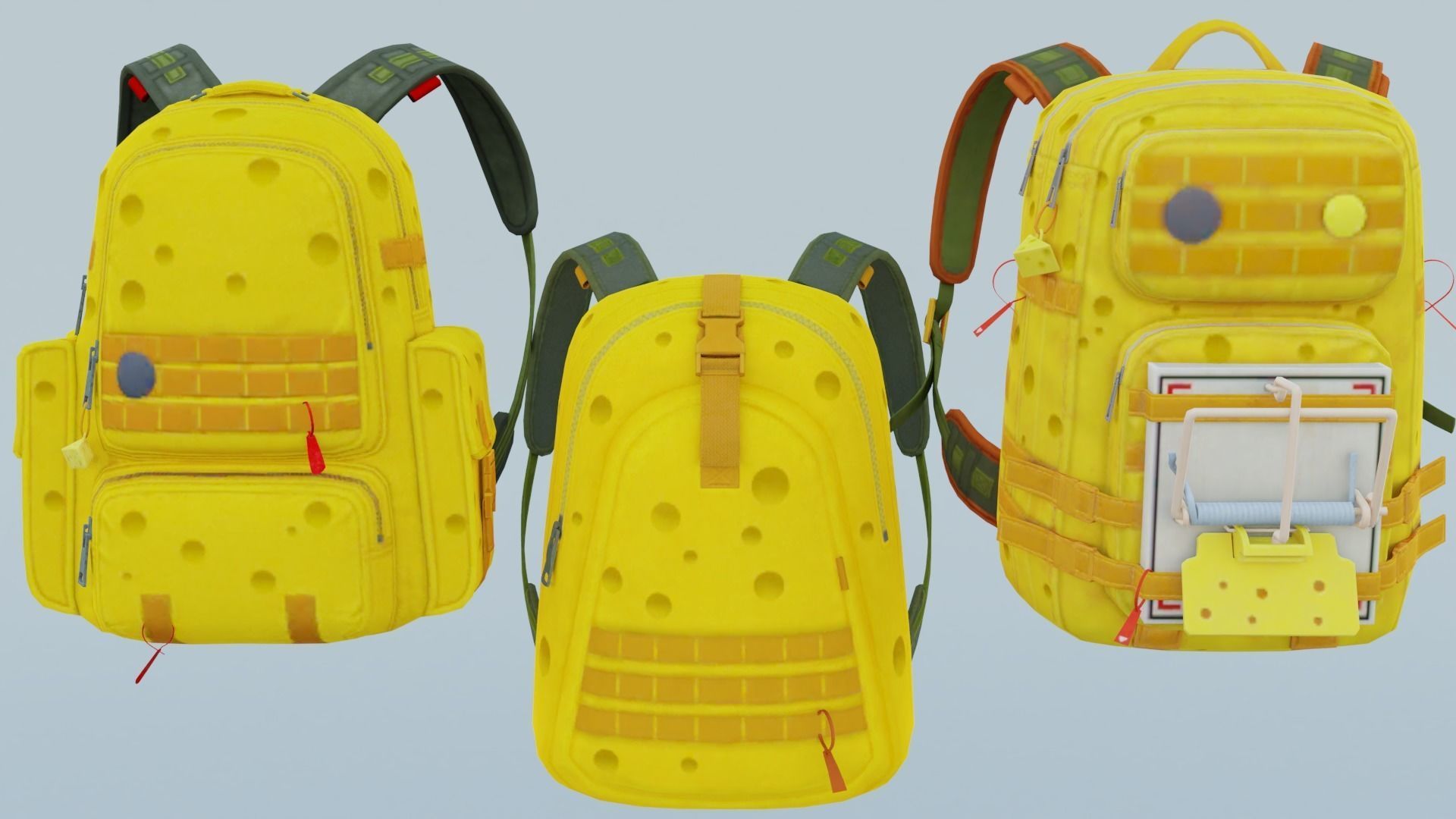 Bag 3x Cheesy backpack 3D model_1