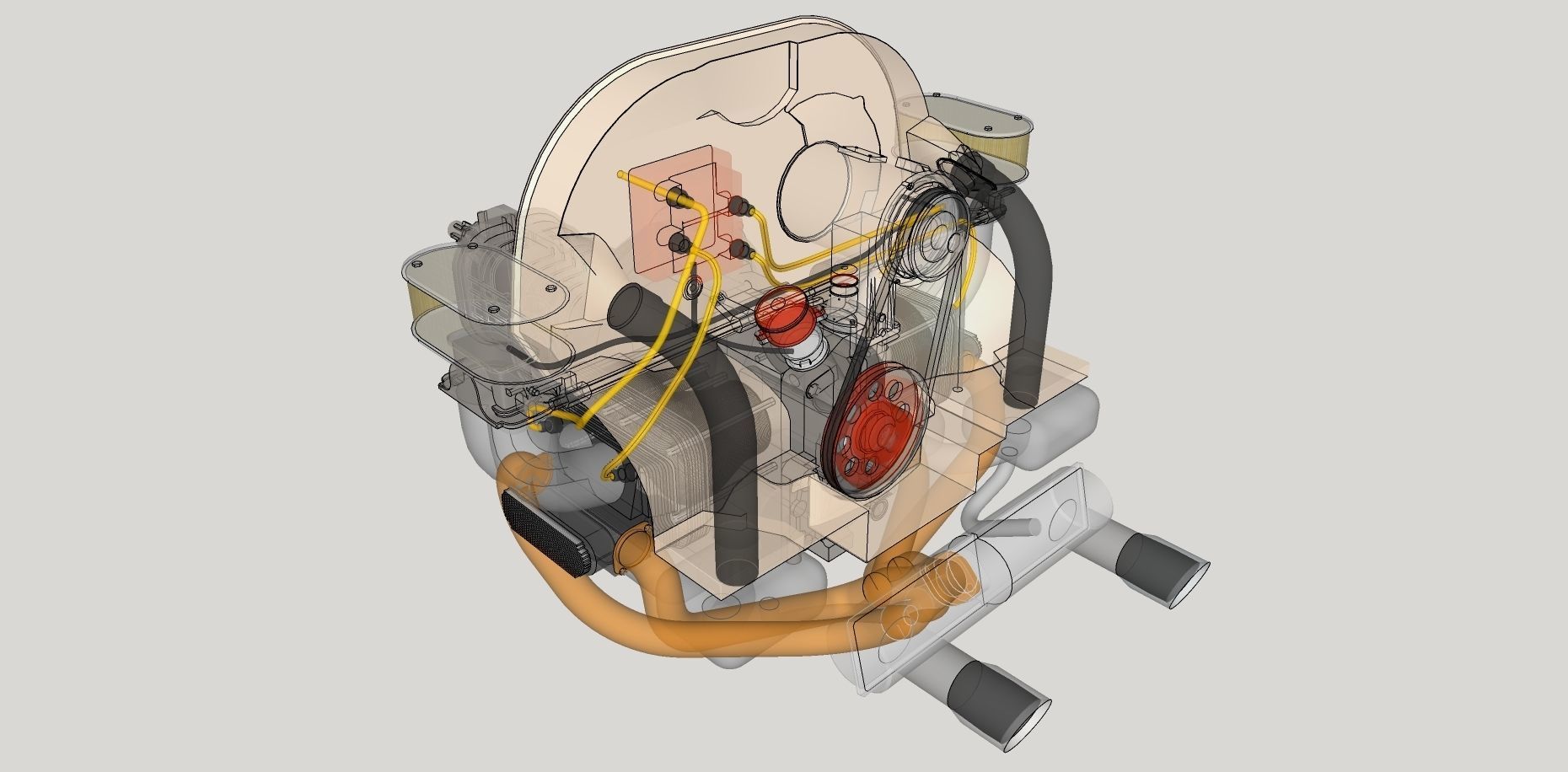 Volkswagen air cooled engine 3D model_14