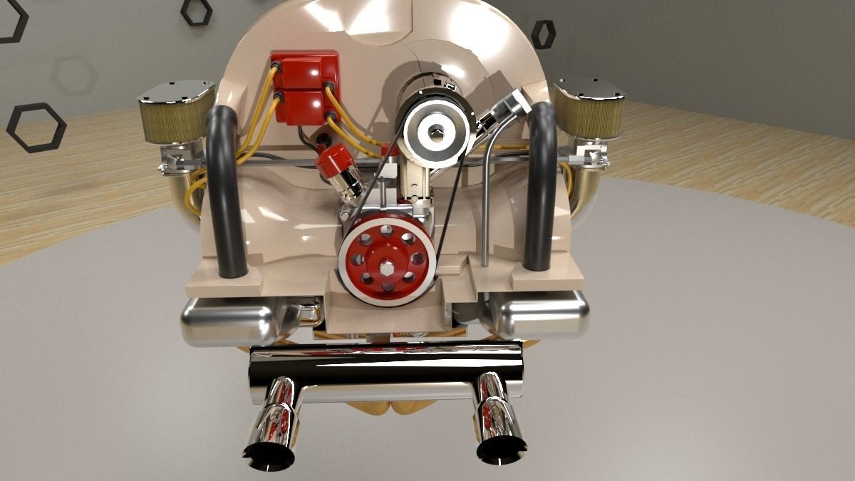 Volkswagen air cooled engine 3D model_1