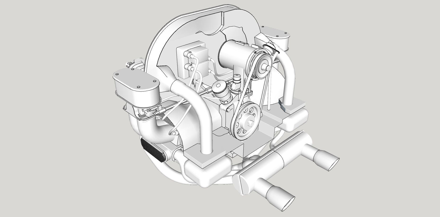 Volkswagen air cooled engine 3D model_13