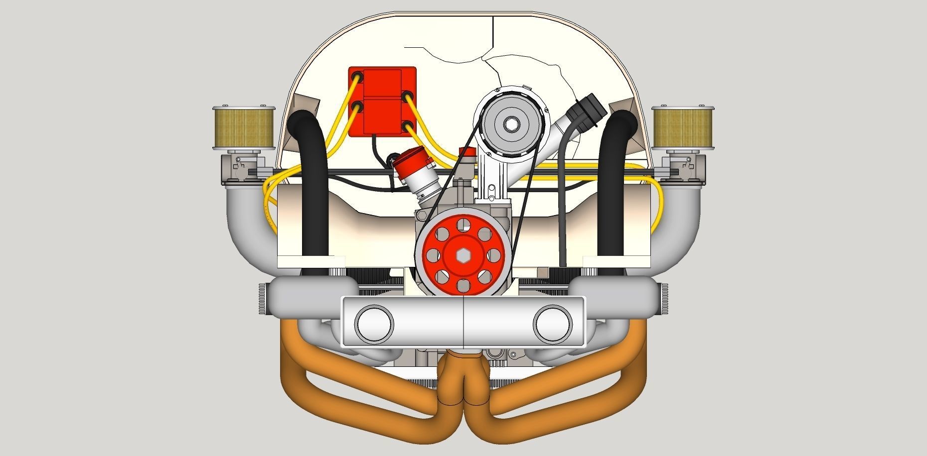 Volkswagen air cooled engine 3D model_5