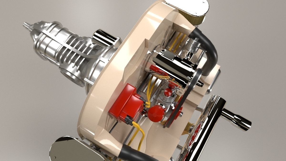 Volkswagen air cooled engine 3D model_4
