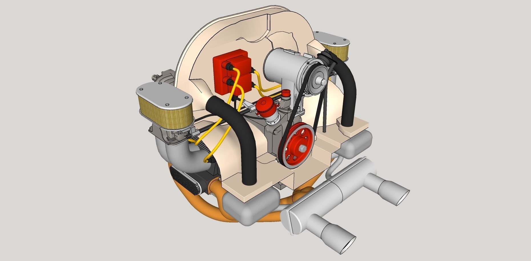Volkswagen air cooled engine 3D model_10