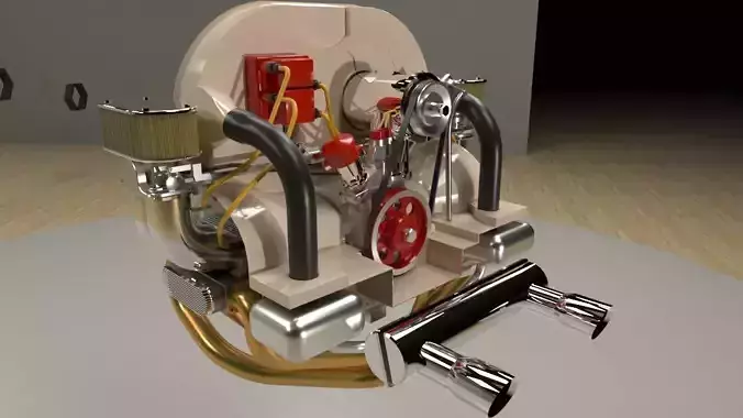 Volkswagen air cooled engine 3D model