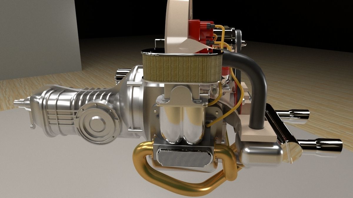 Volkswagen air cooled engine 3D model_3