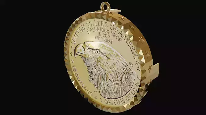 One Ounce American eagle dollar chain bezel mount
