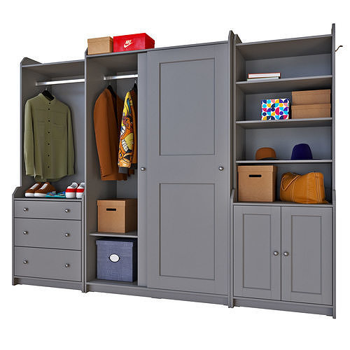 HAUGA Wardrobe and Display Cabinet set 01 3D model