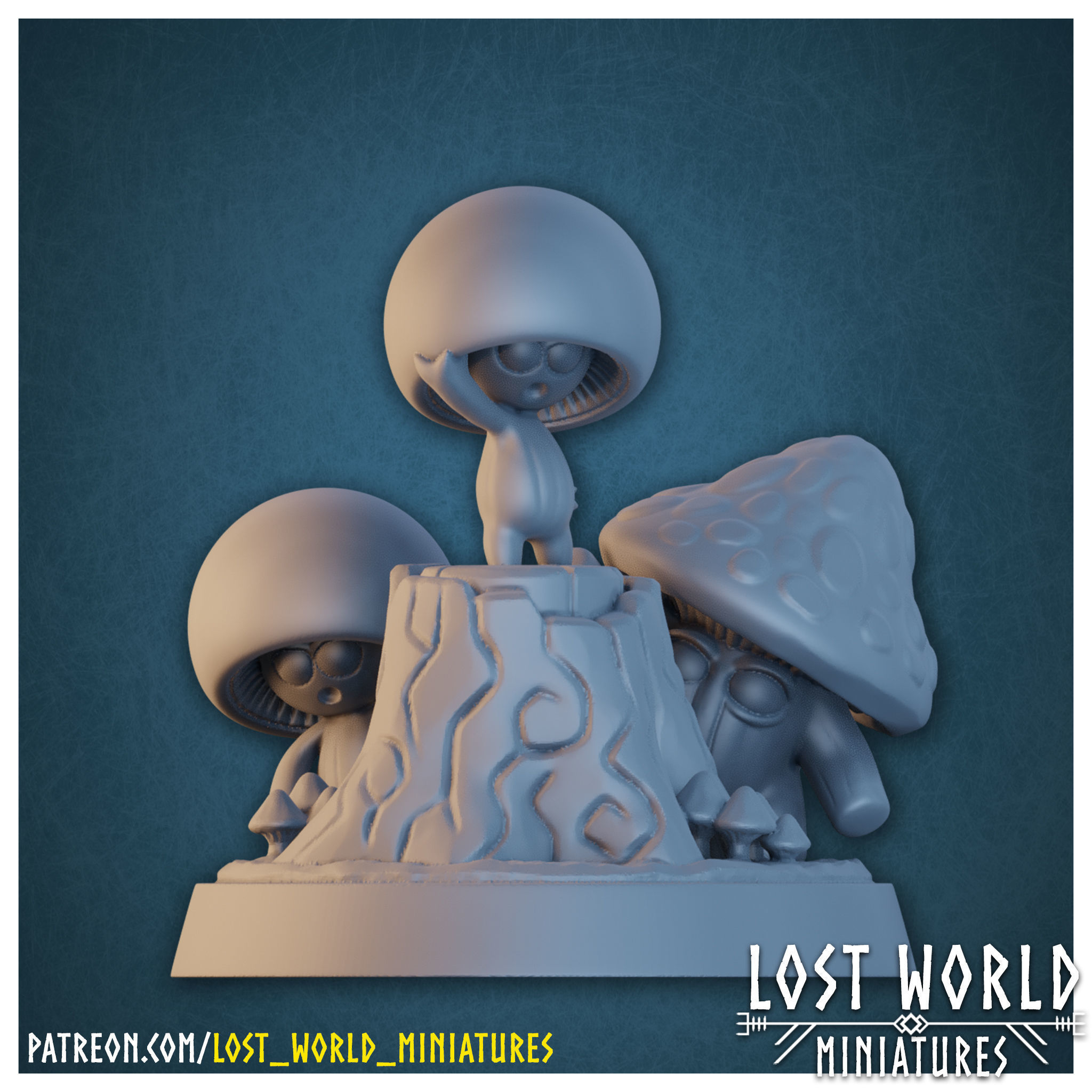 Fungus Folk Miniatures set - Supported 3D print model_8