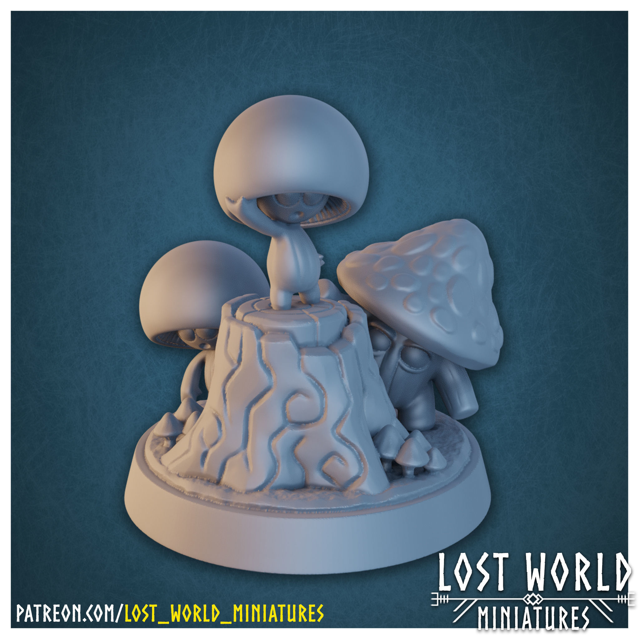 Fungus Folk Miniatures set - Supported 3D print model_6