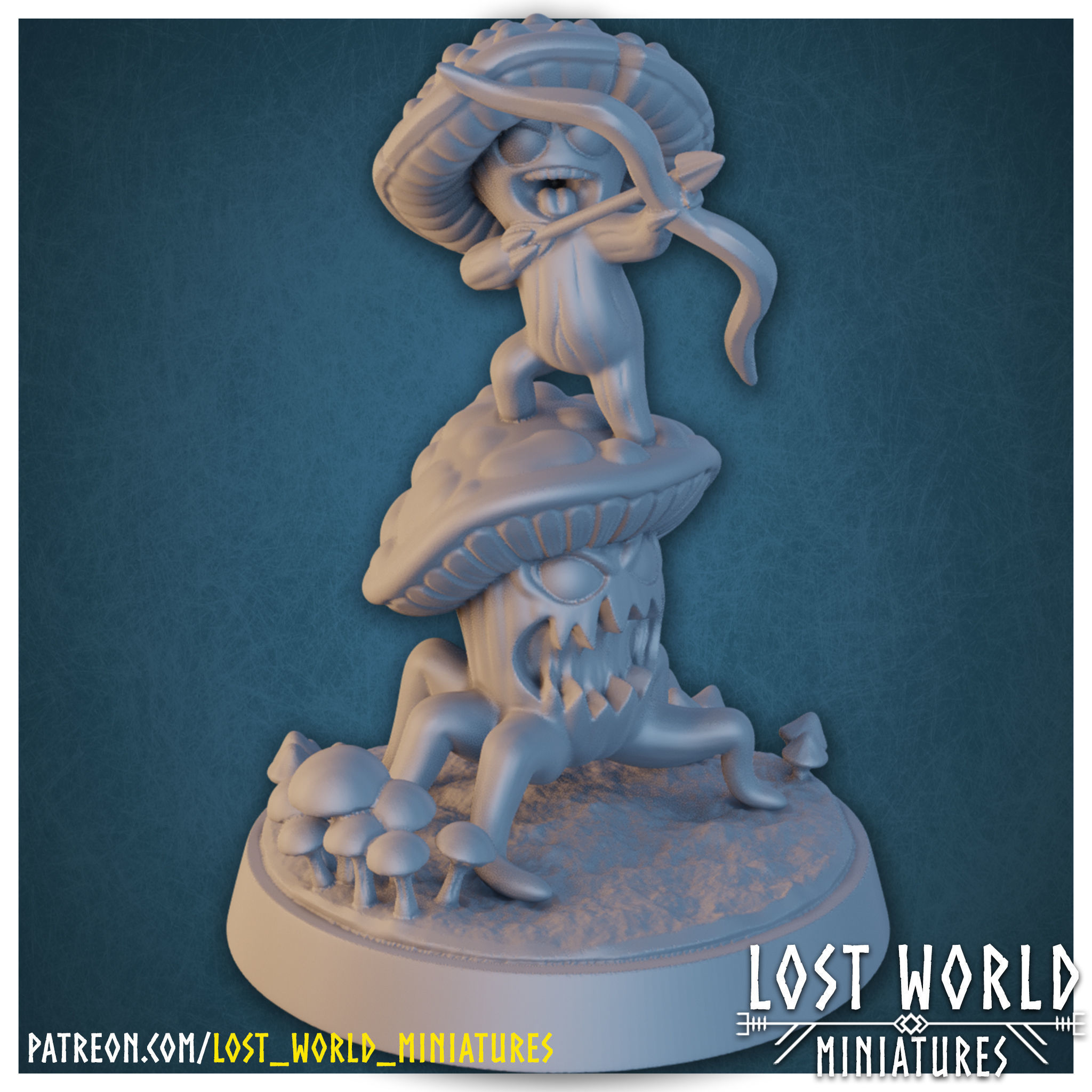 Fungus Folk Miniatures set - Supported 3D print model_3