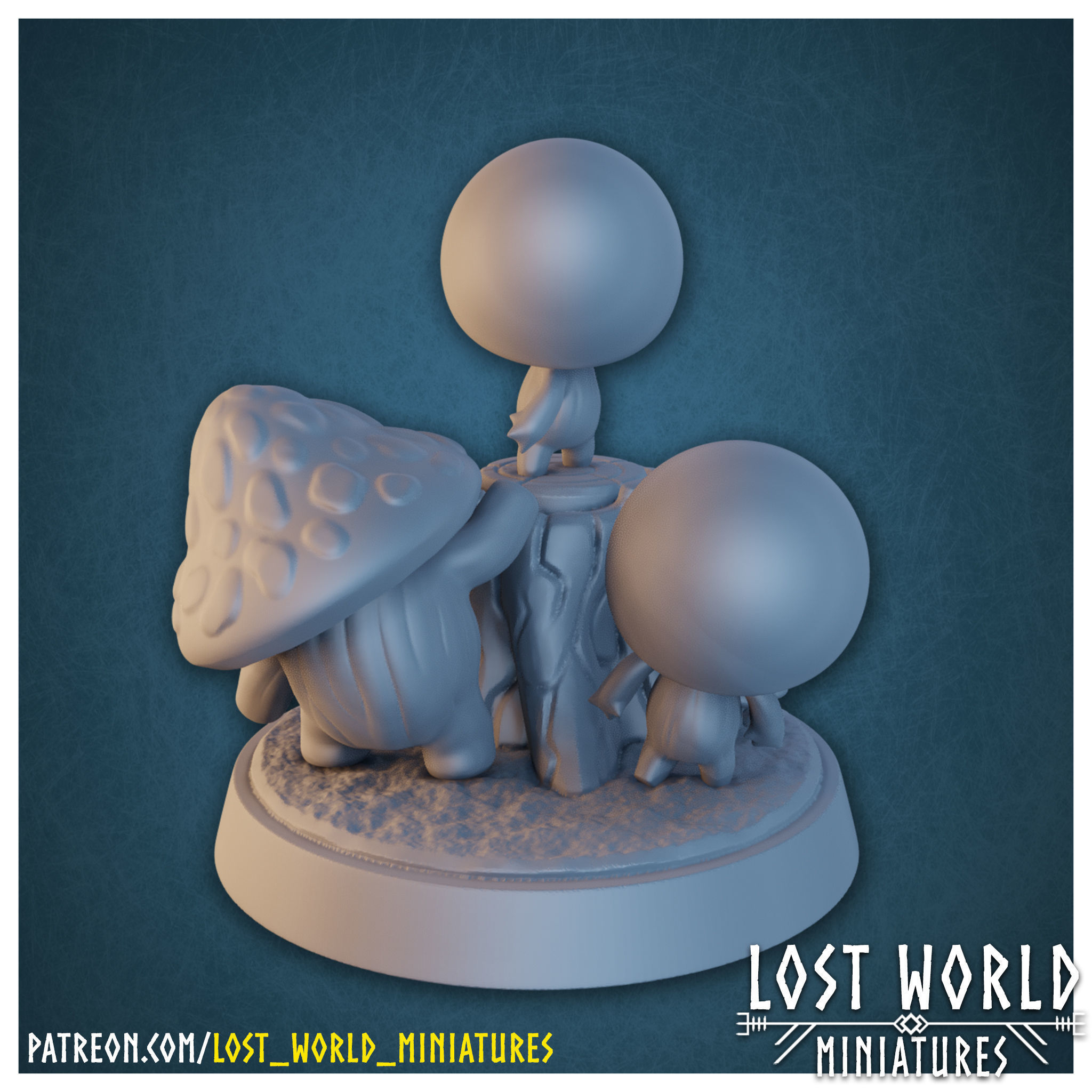 Fungus Folk Miniatures set - Supported 3D print model_7