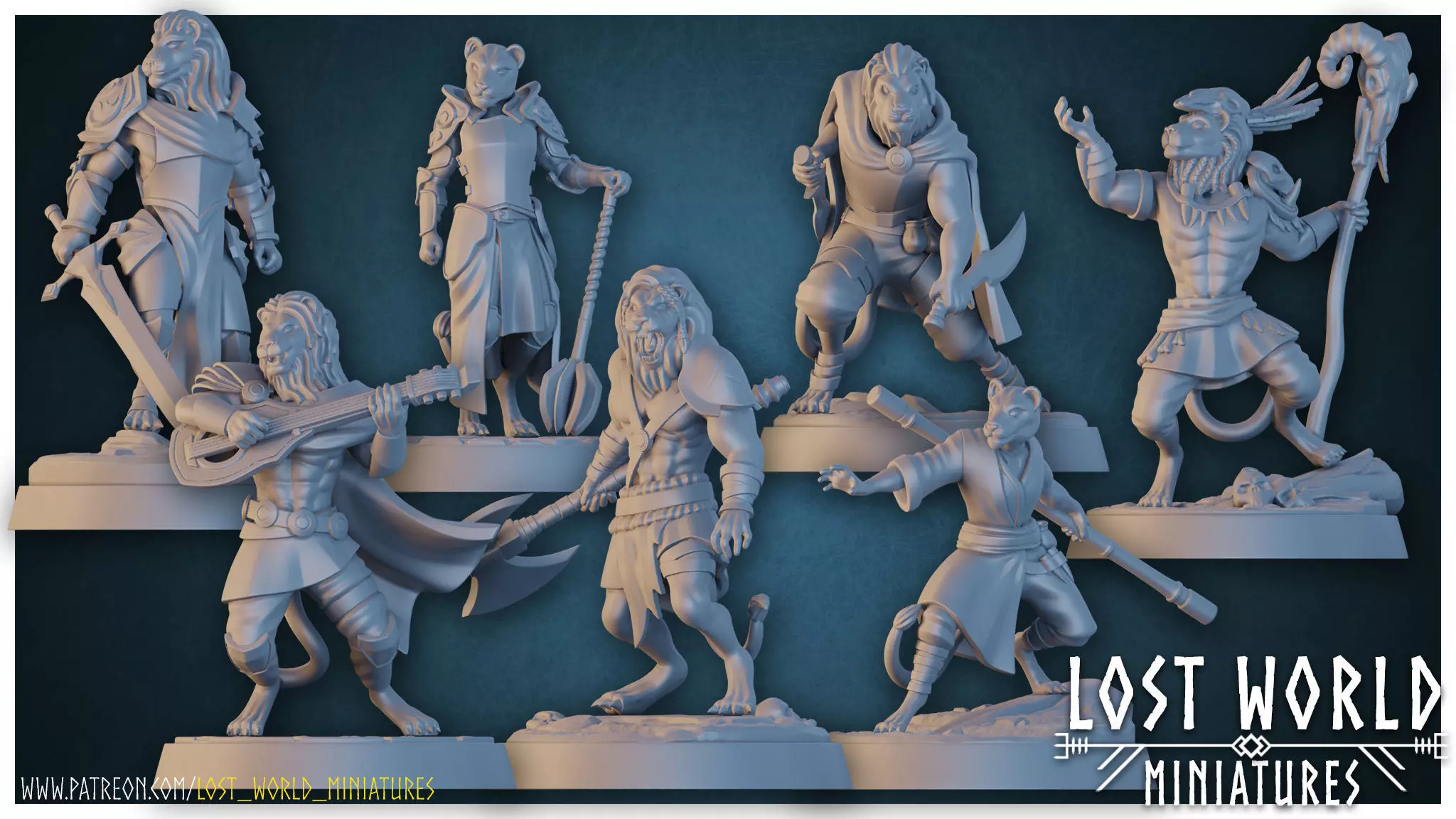 Lionborn Miniatures set - Supported 3D print model