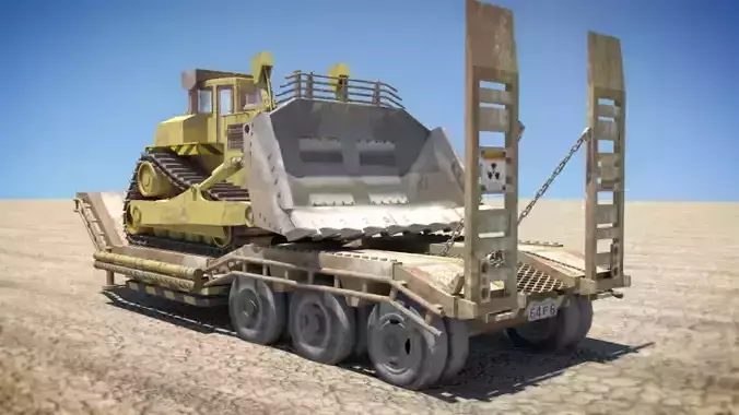 Bulldozer Trailer Low-poly 3D model
