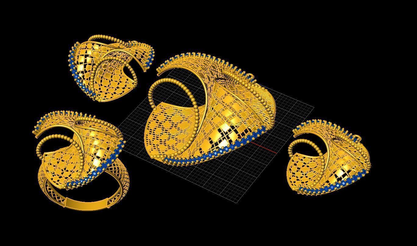 Set vision golden ring of golden ring with gold stripes 3D model_10