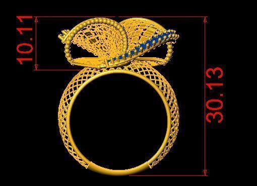 Set vision golden ring of golden ring with gold stripes 3D model_7