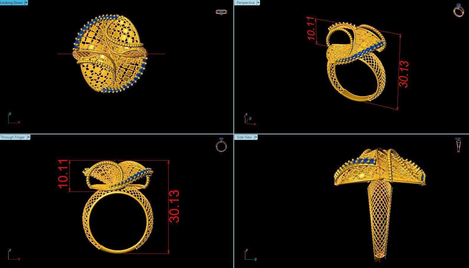 Set vision golden ring of golden ring with gold stripes 3D model_9