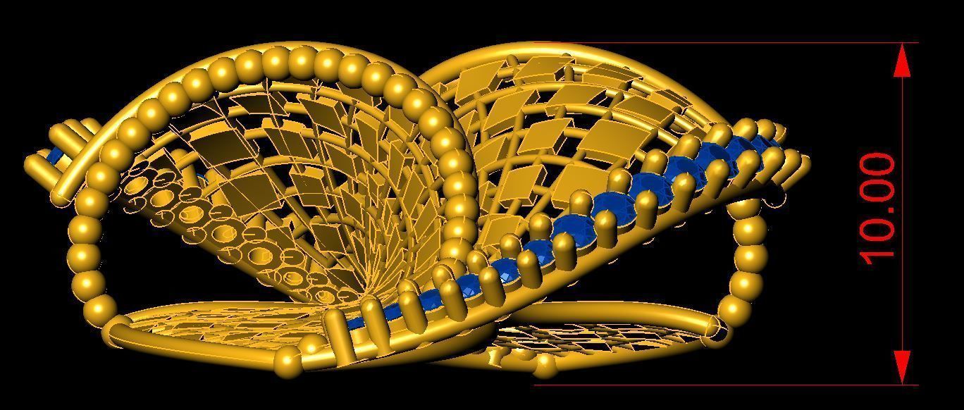 Set vision golden ring of golden ring with gold stripes 3D model_5