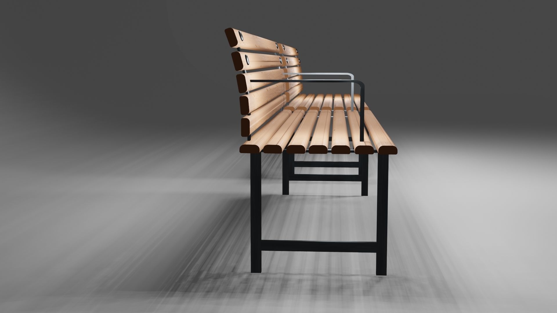 Metal and Wood Bench Low-poly 3D model_3