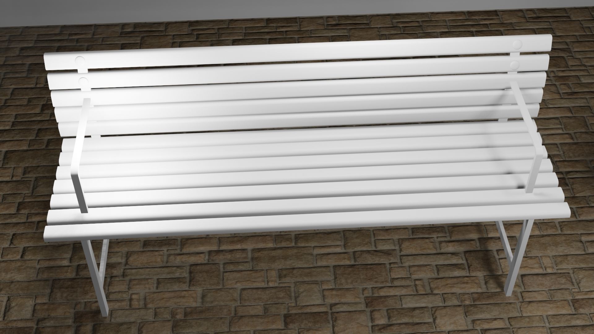 Metal and Wood Bench Low-poly 3D model_6