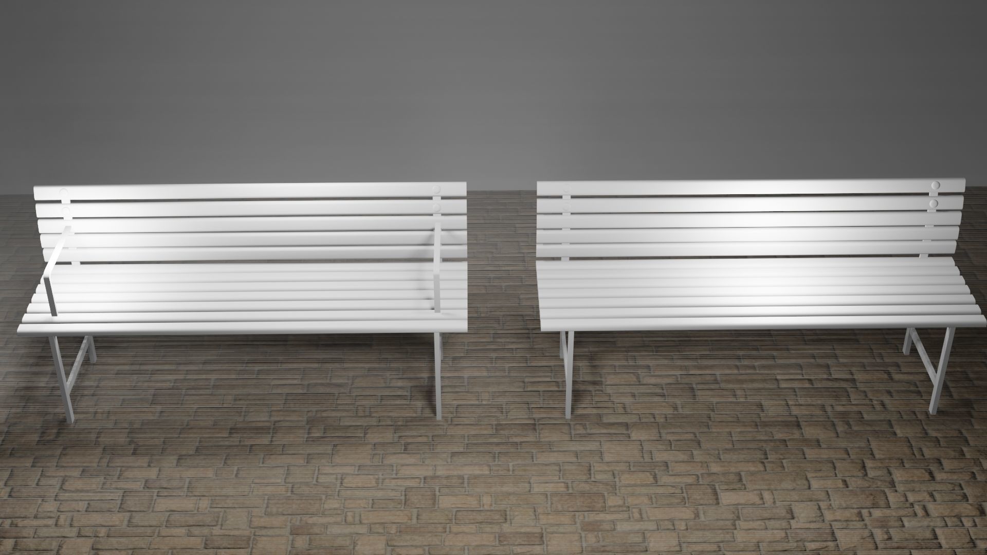 Metal and Wood Bench Low-poly 3D model_4