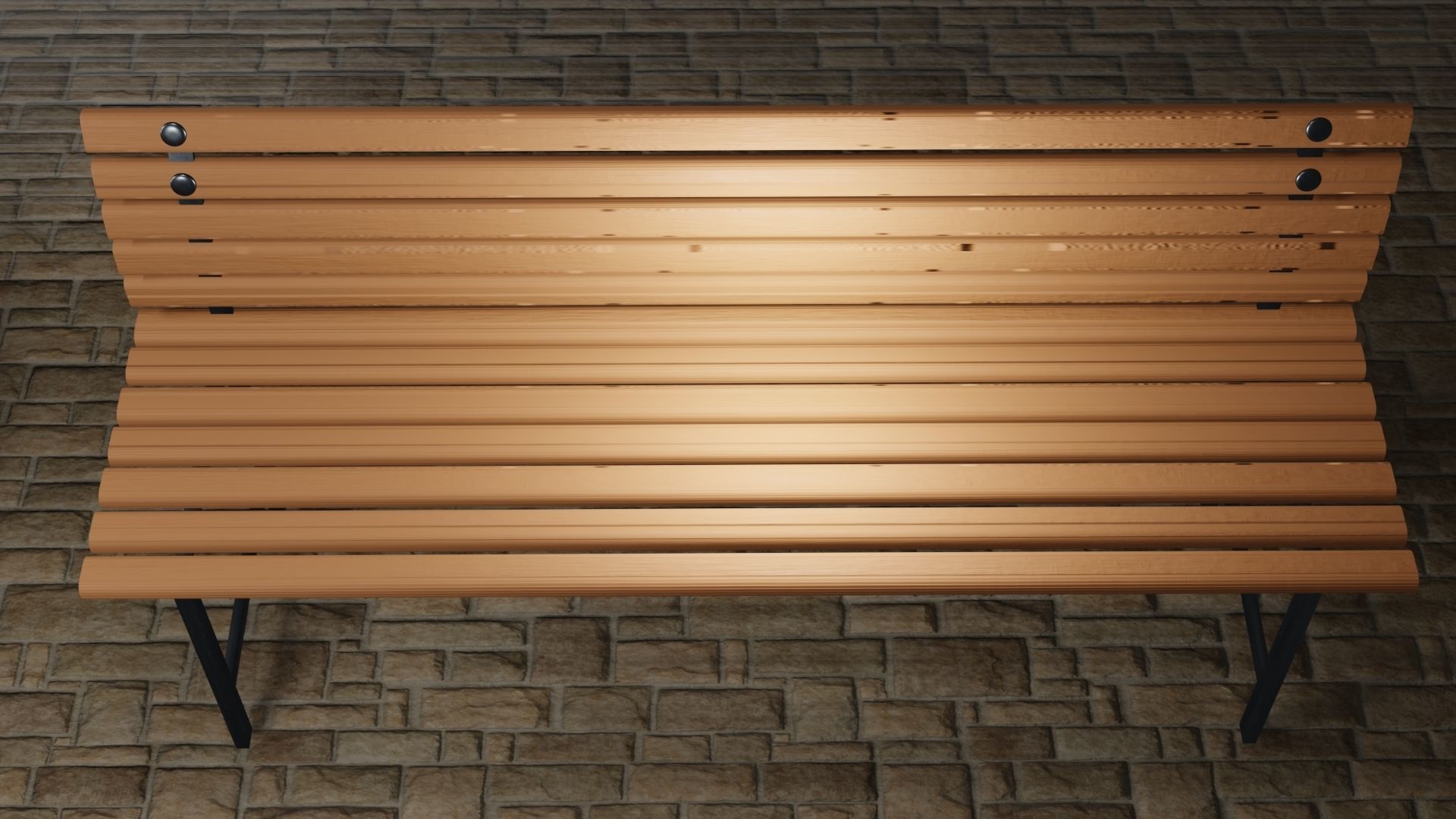 Metal and Wood Bench Low-poly 3D model_2