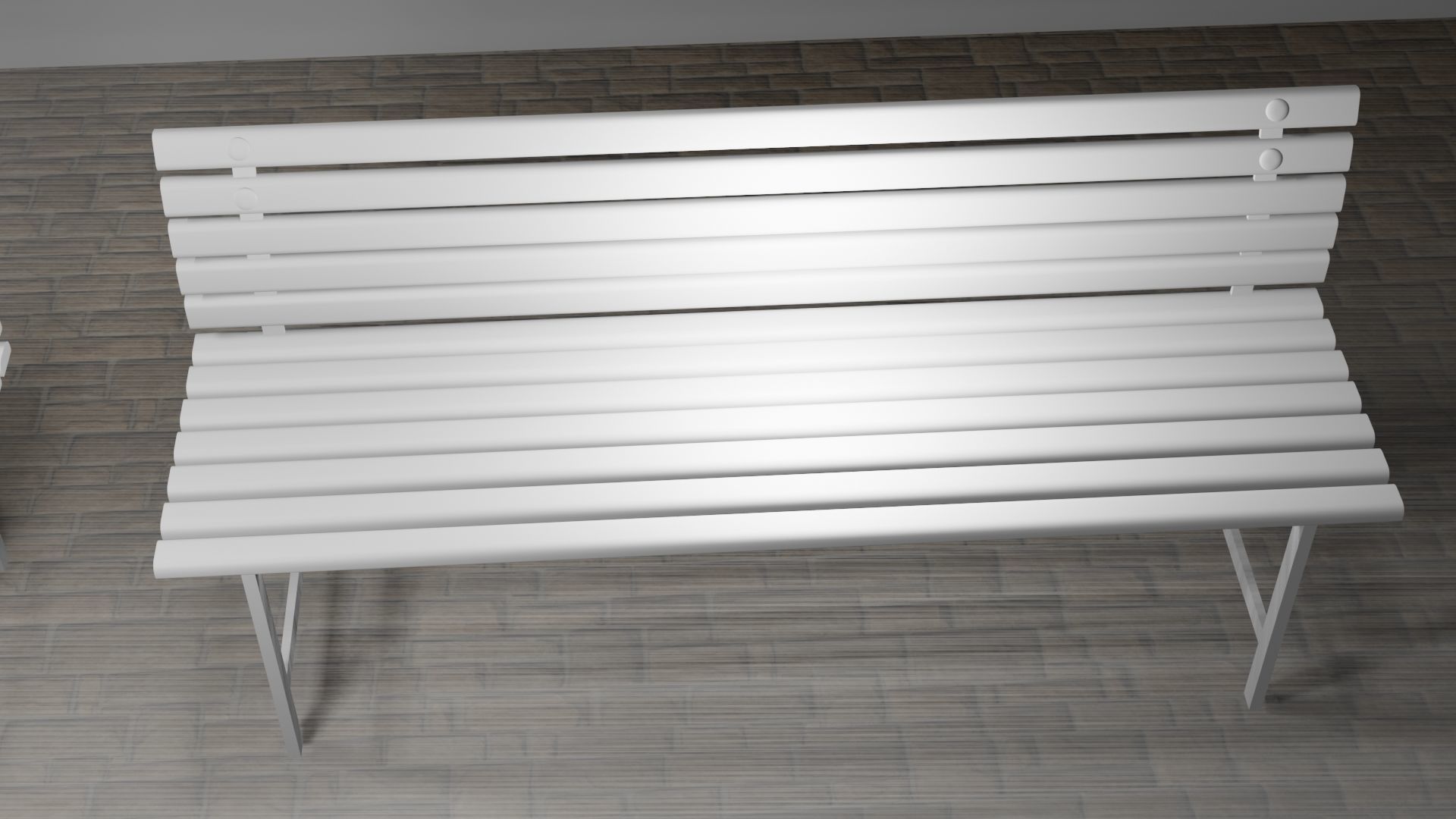 Metal and Wood Bench Low-poly 3D model_5