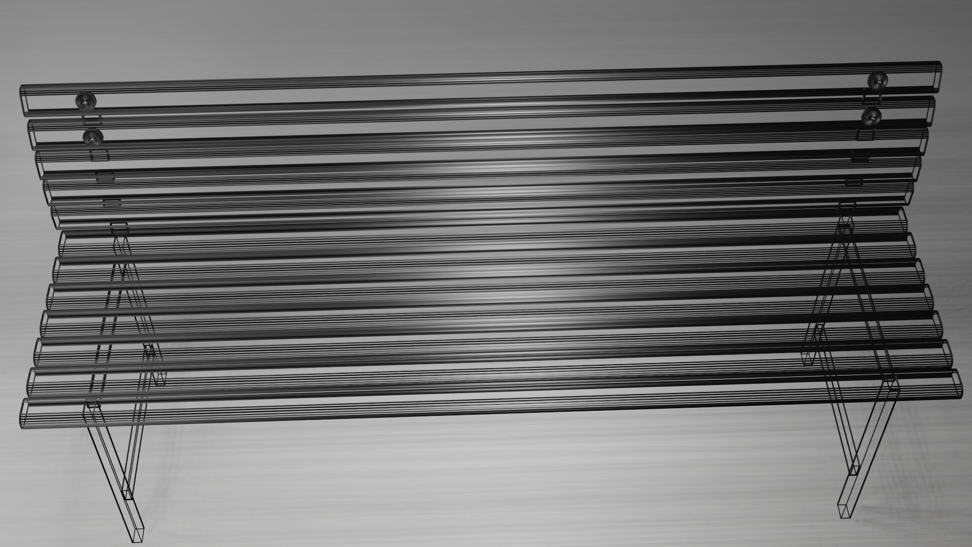 Metal and Wood Bench Low-poly 3D model_7