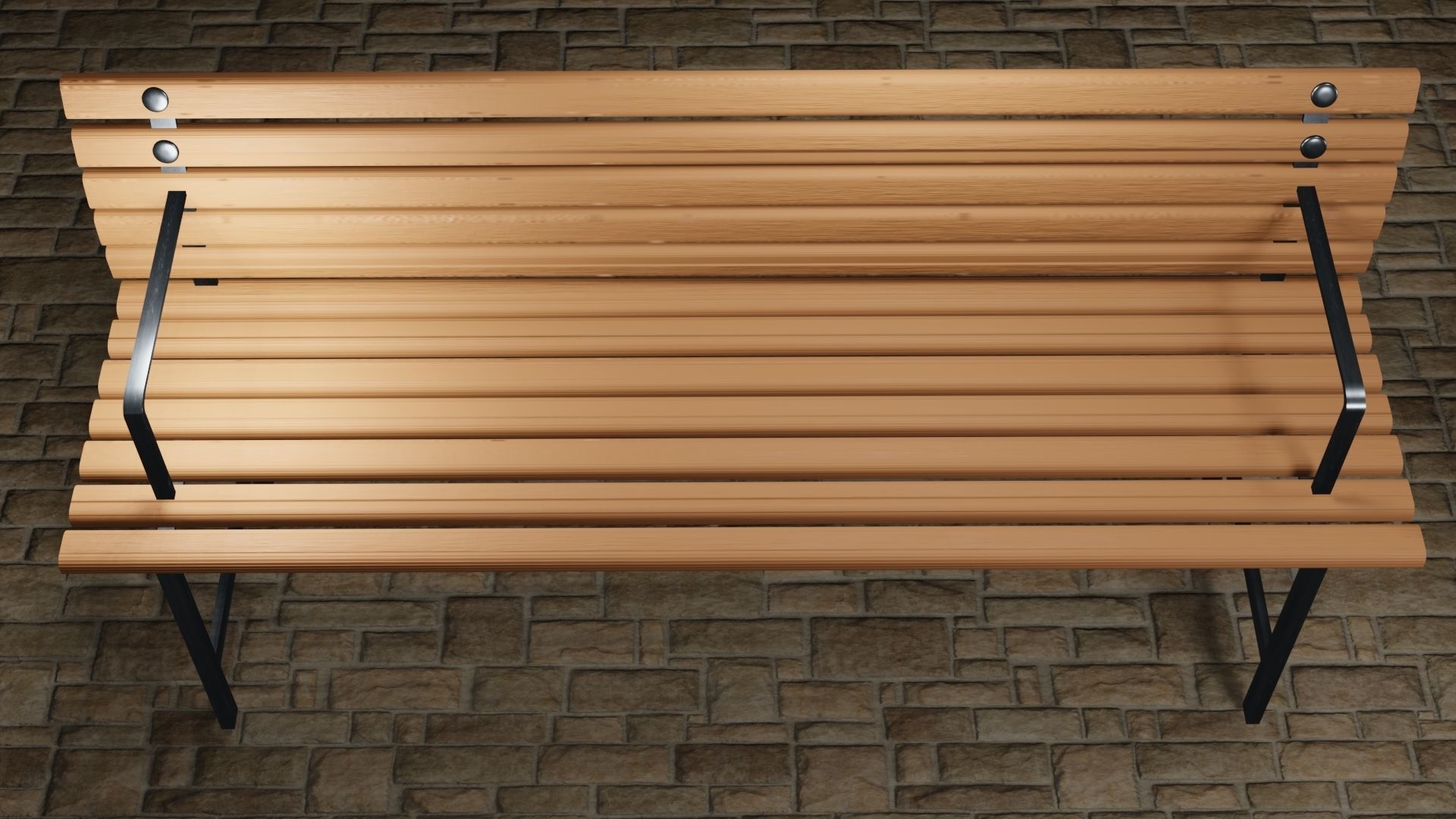 Metal and Wood Bench Low-poly 3D model_1