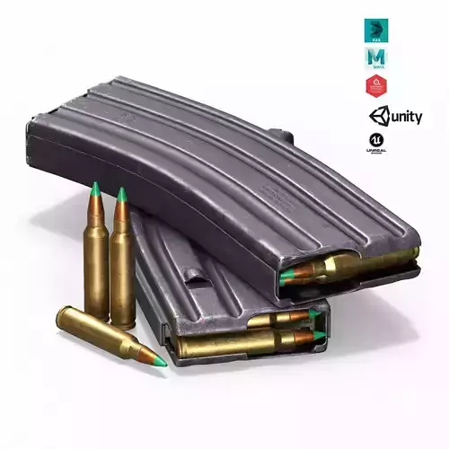 AR-15 Alloy Magazine 30-Round Low-poly 3D model