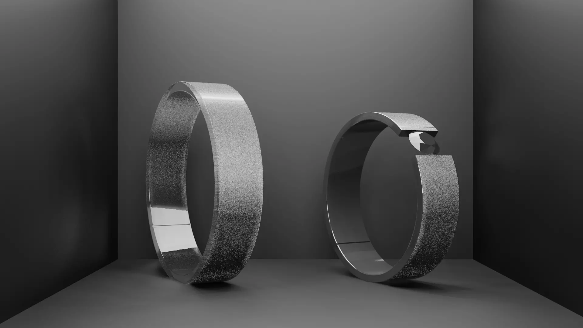 Platinum Wedding Rings Animated Low-poly 3D model