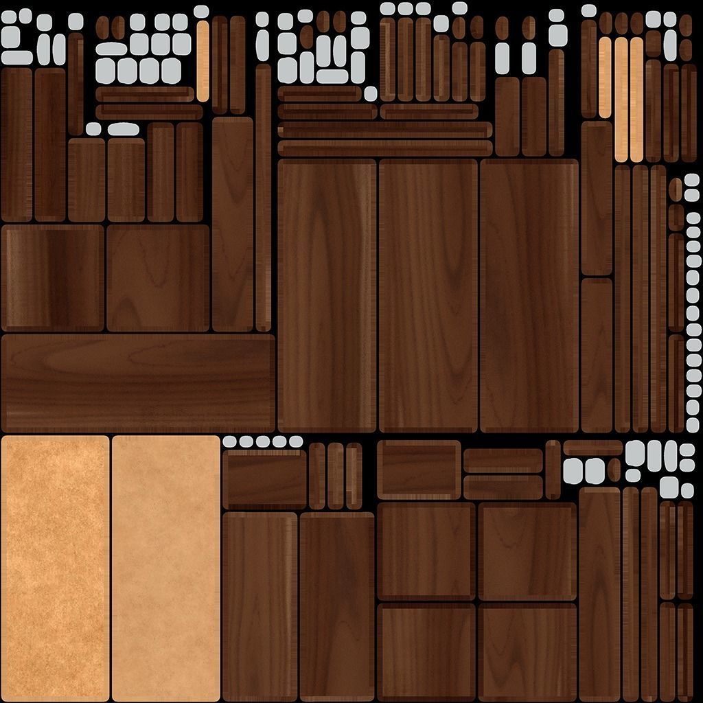 Cupboard PBR Low-poly game ready wooden cabinet Low-poly 3D model_4