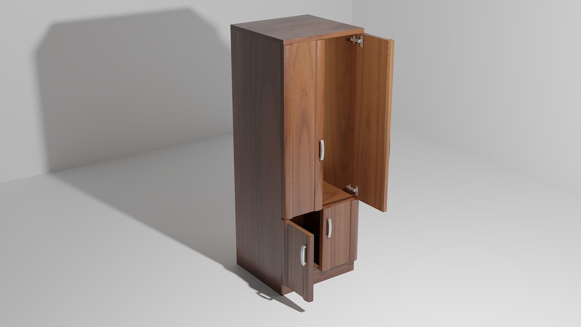 Cupboard PBR Low-poly game ready wooden cabinet Low-poly 3D model_1