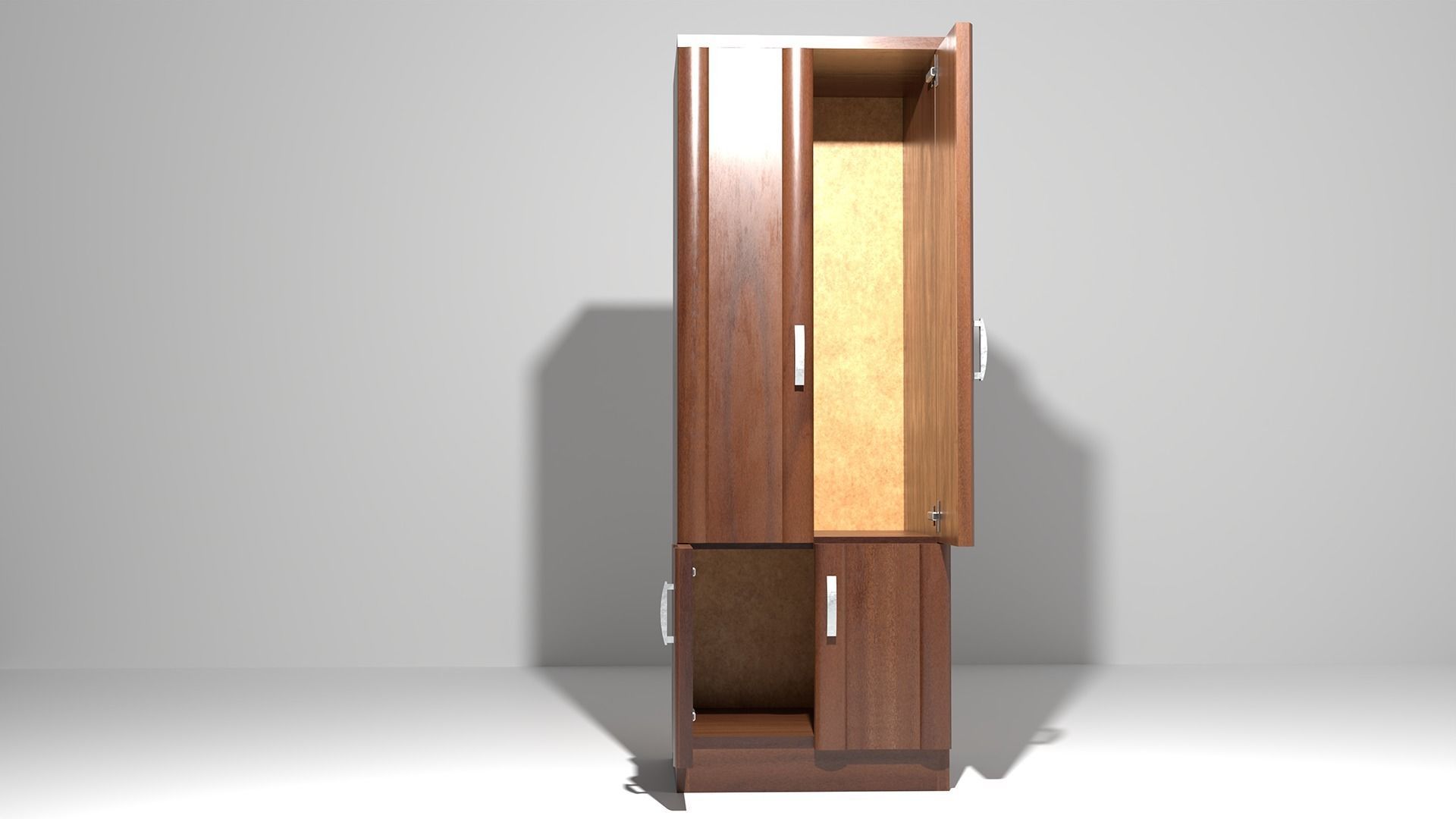 Cupboard PBR Low-poly game ready wooden cabinet Low-poly 3D model_5