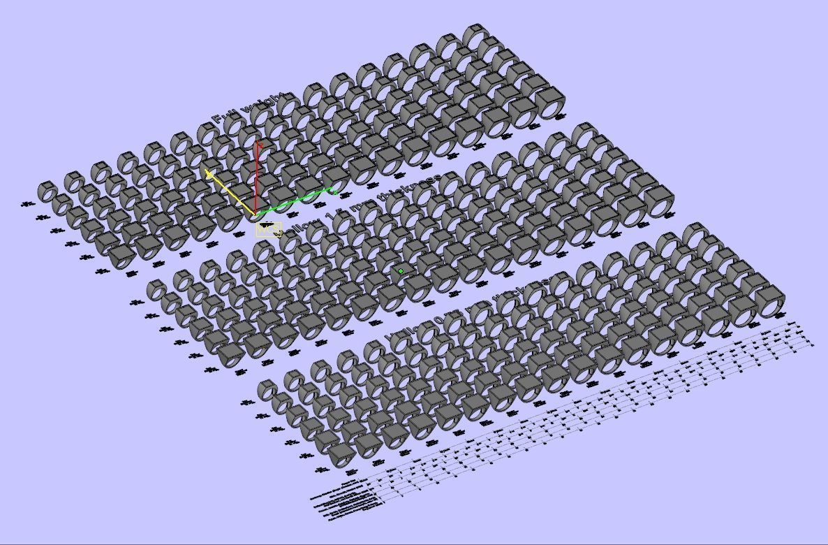 Signet rings set SQUARE top 3D print model_11