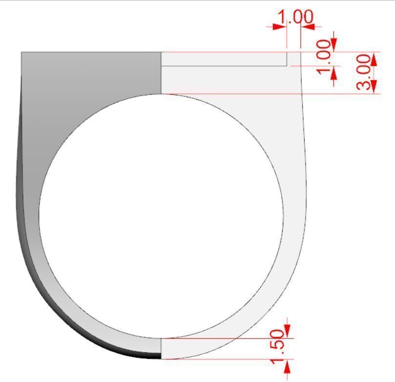 Signet rings set SQUARE top 3D print model_8