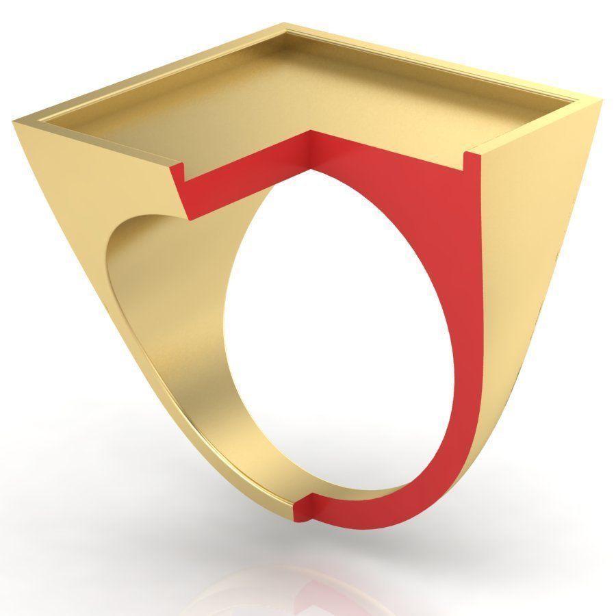 Signet rings set SQUARE top 3D print model_5