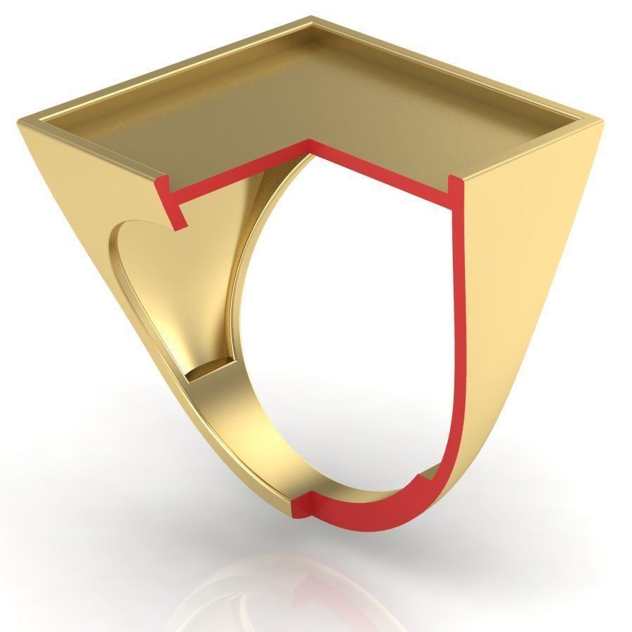 Signet rings set SQUARE top 3D print model_7