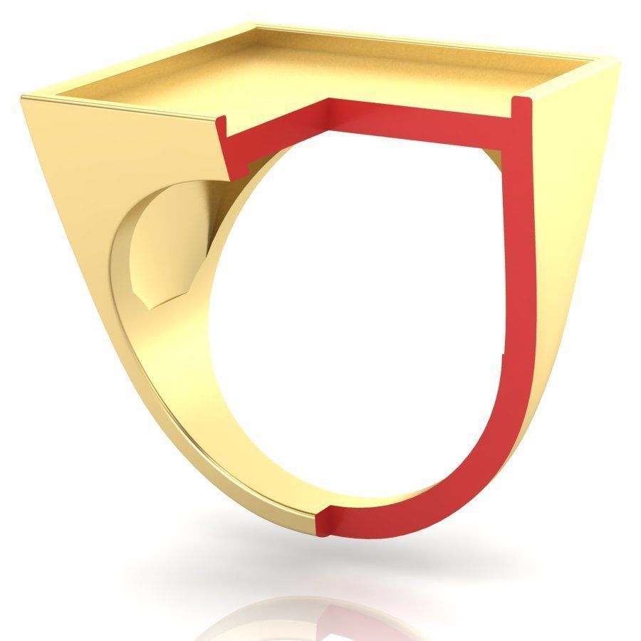 Signet rings set SQUARE top 3D print model_6