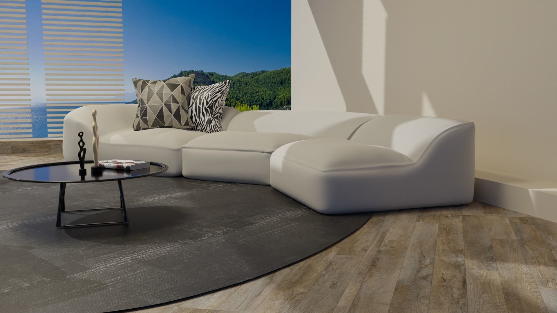 White Modern Sofa  3D model_4