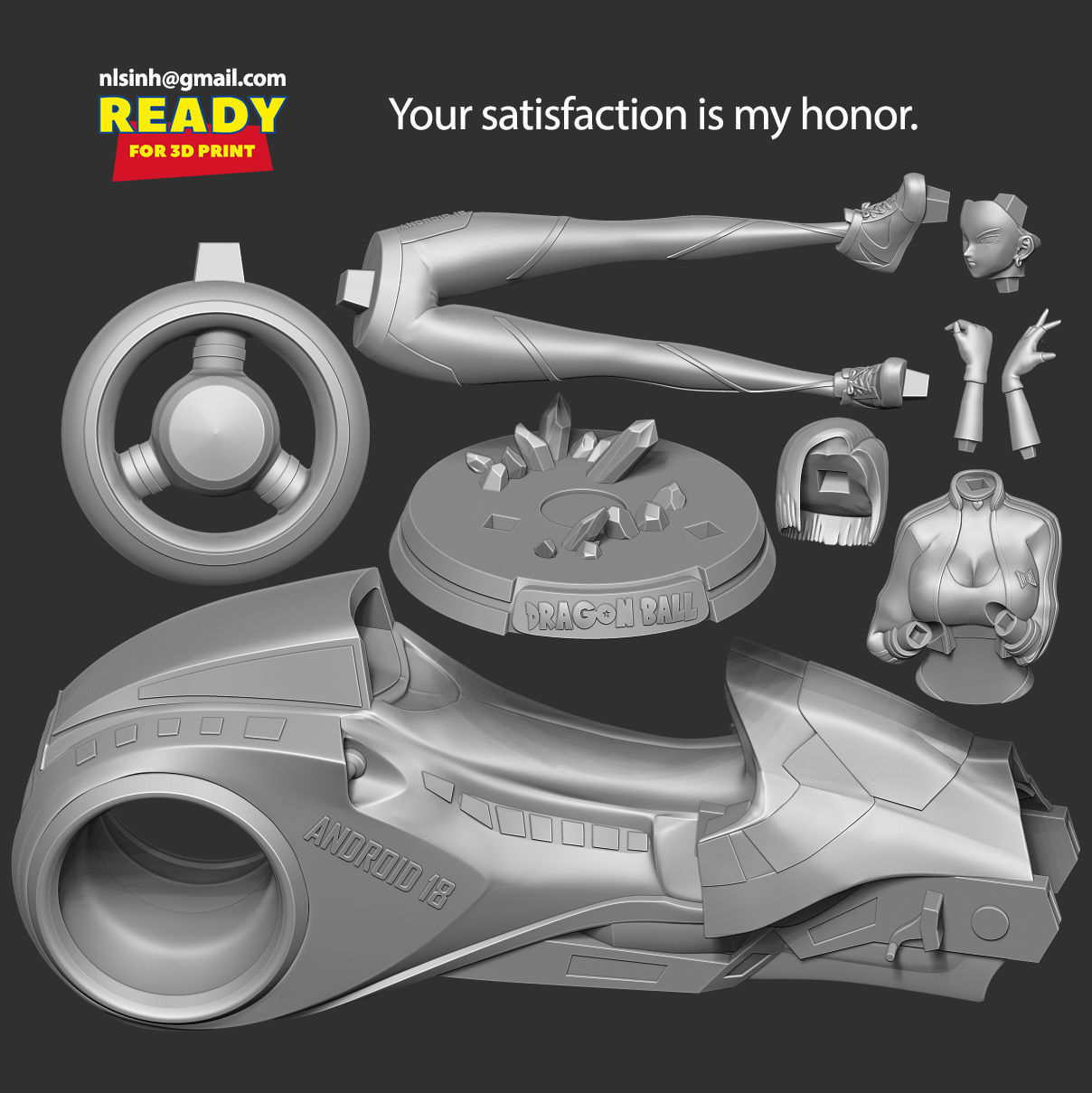 Racer Android 18 3D print model_2