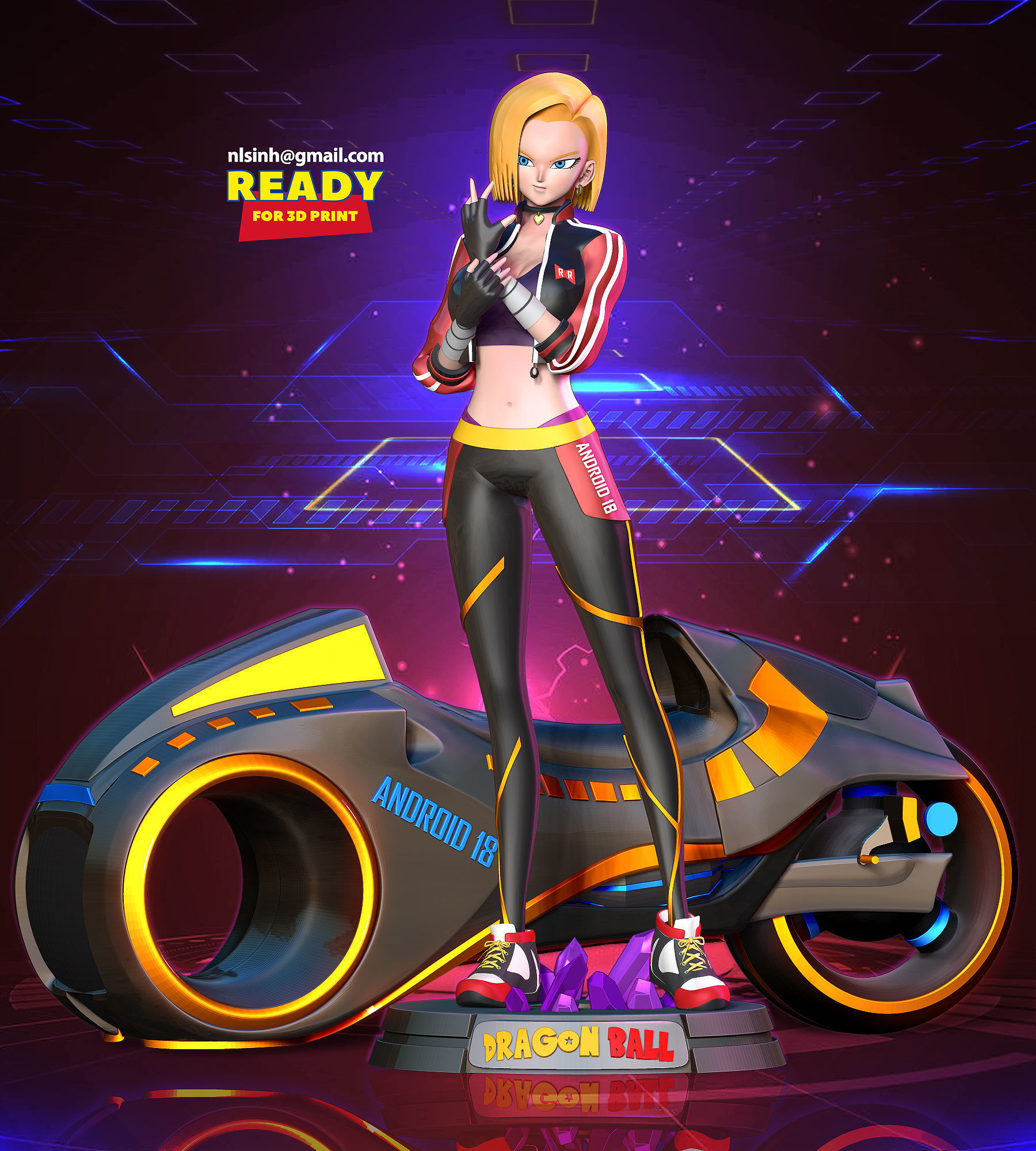 Racer Android 18 3D print model_11