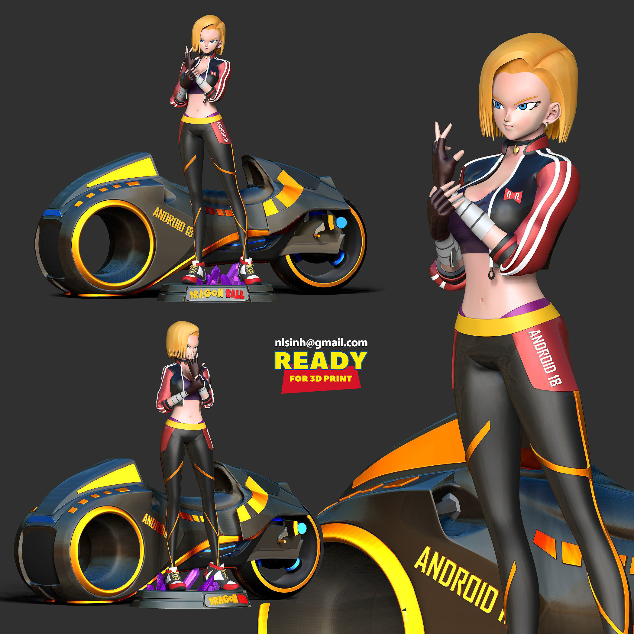 Racer Android 18 3D print model_1