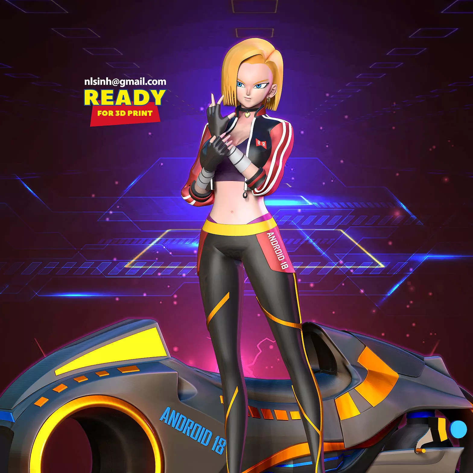 Racer Android 18 3D print model_0