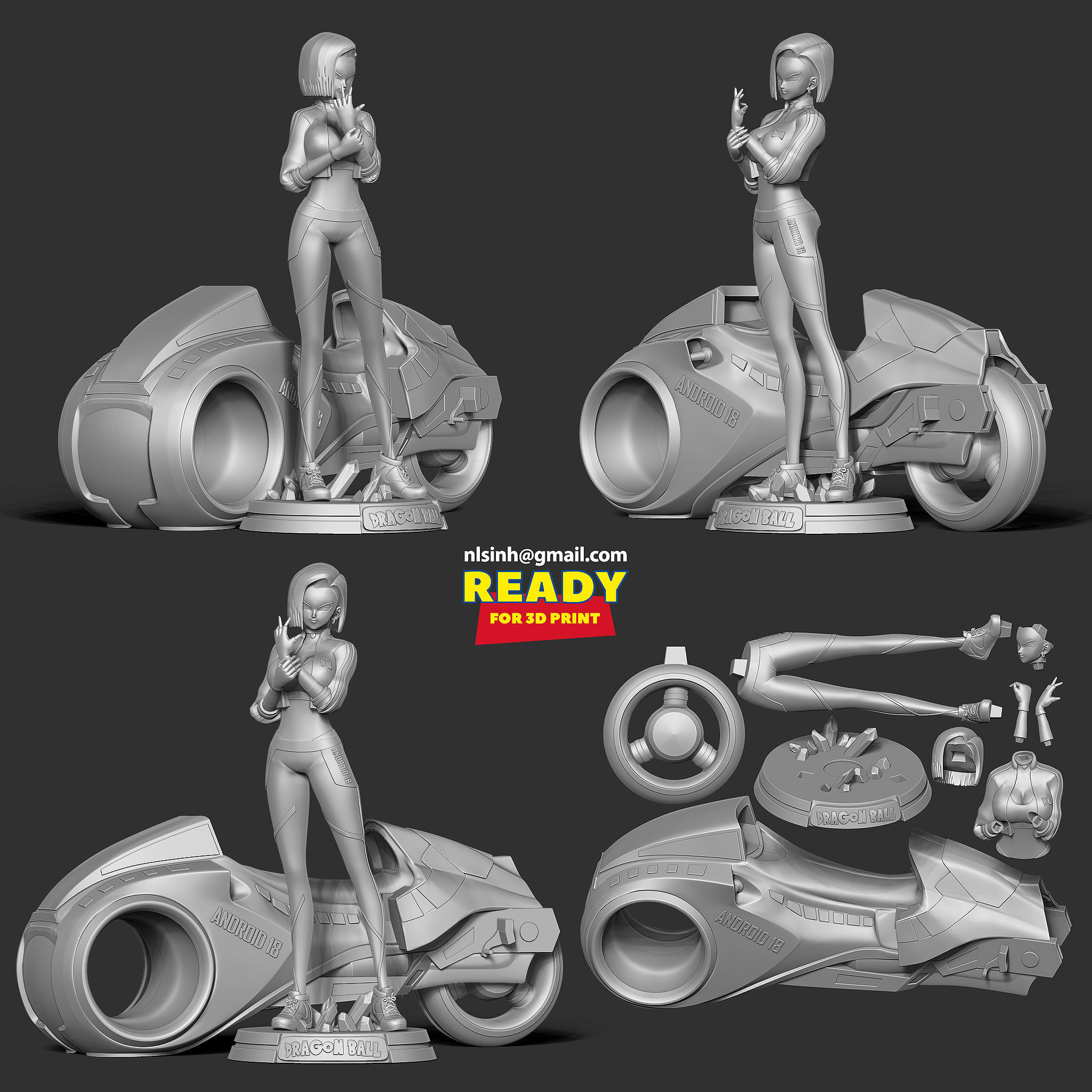Racer Android 18 3D print model_4