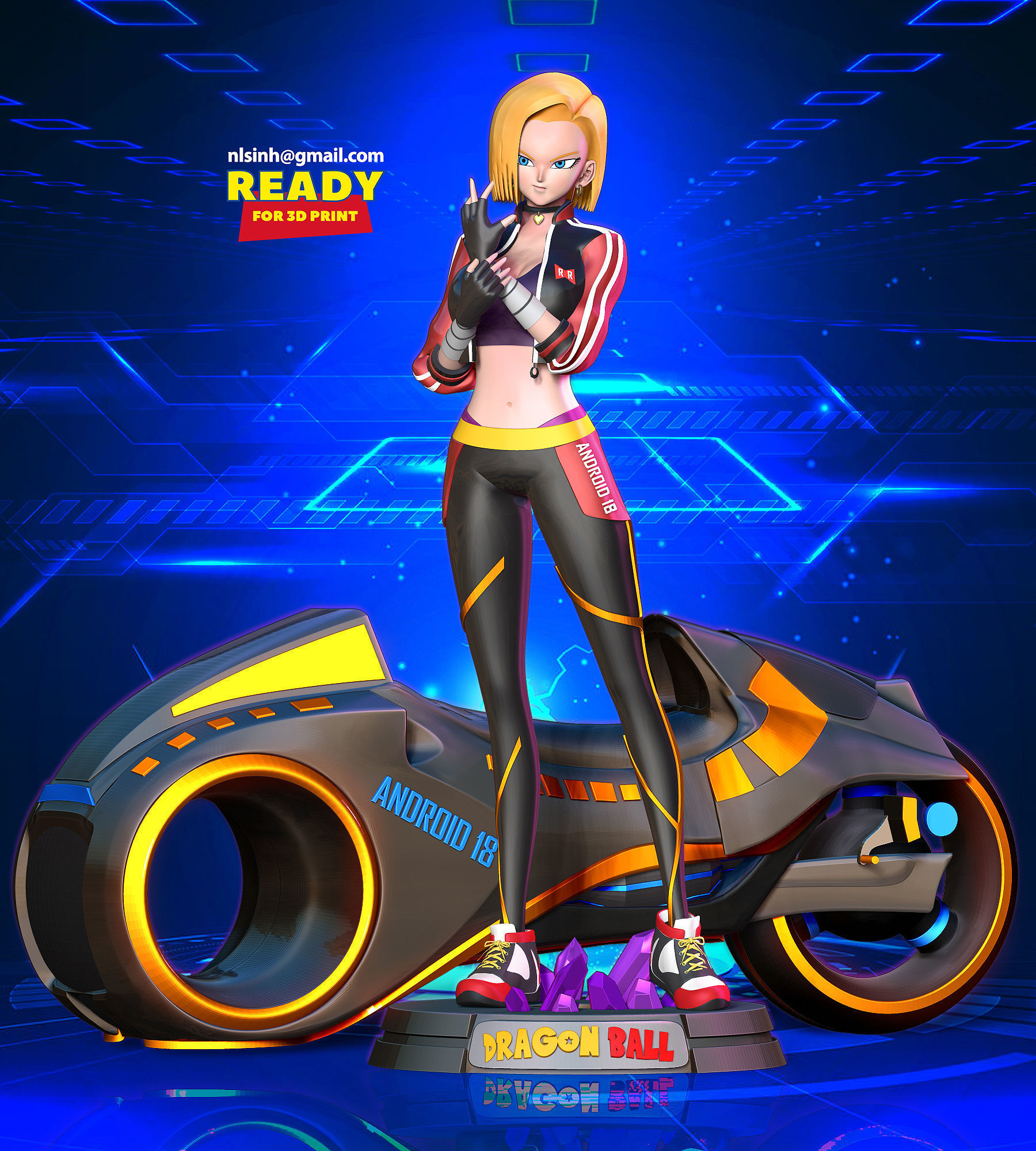 Racer Android 18 3D print model_6