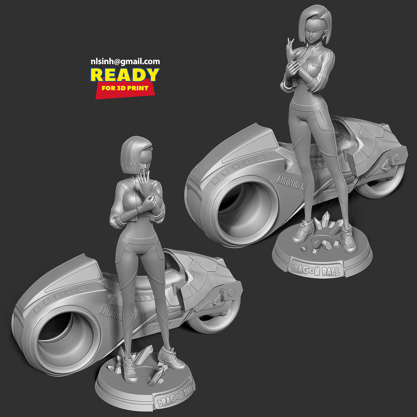 Racer Android 18 3D print model_8