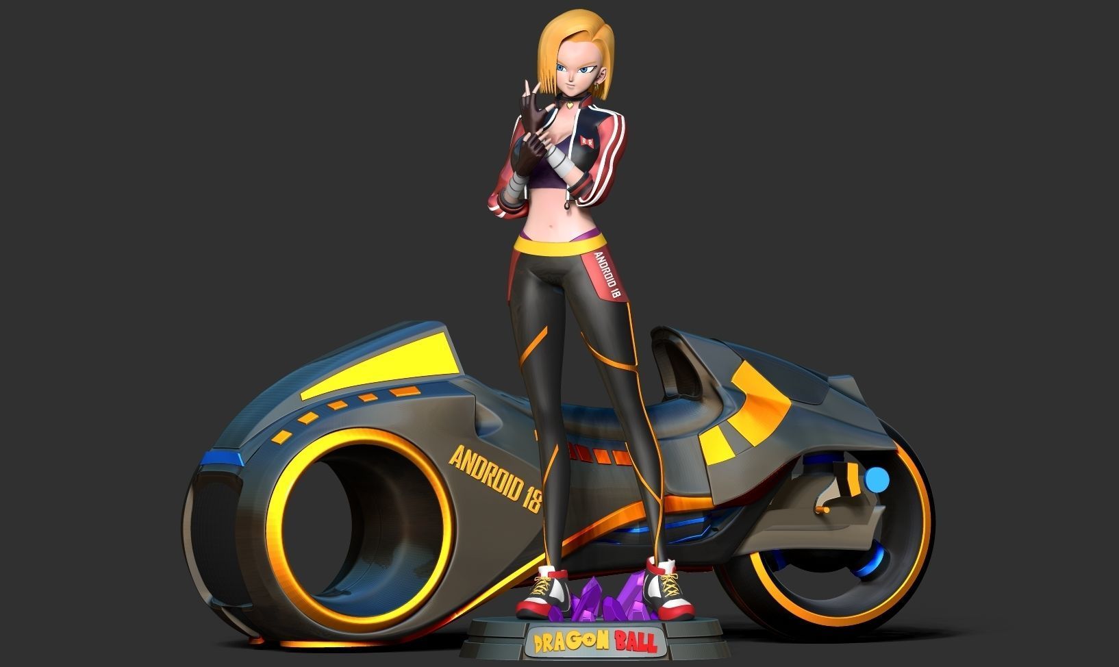 Racer Android 18 3D print model_9