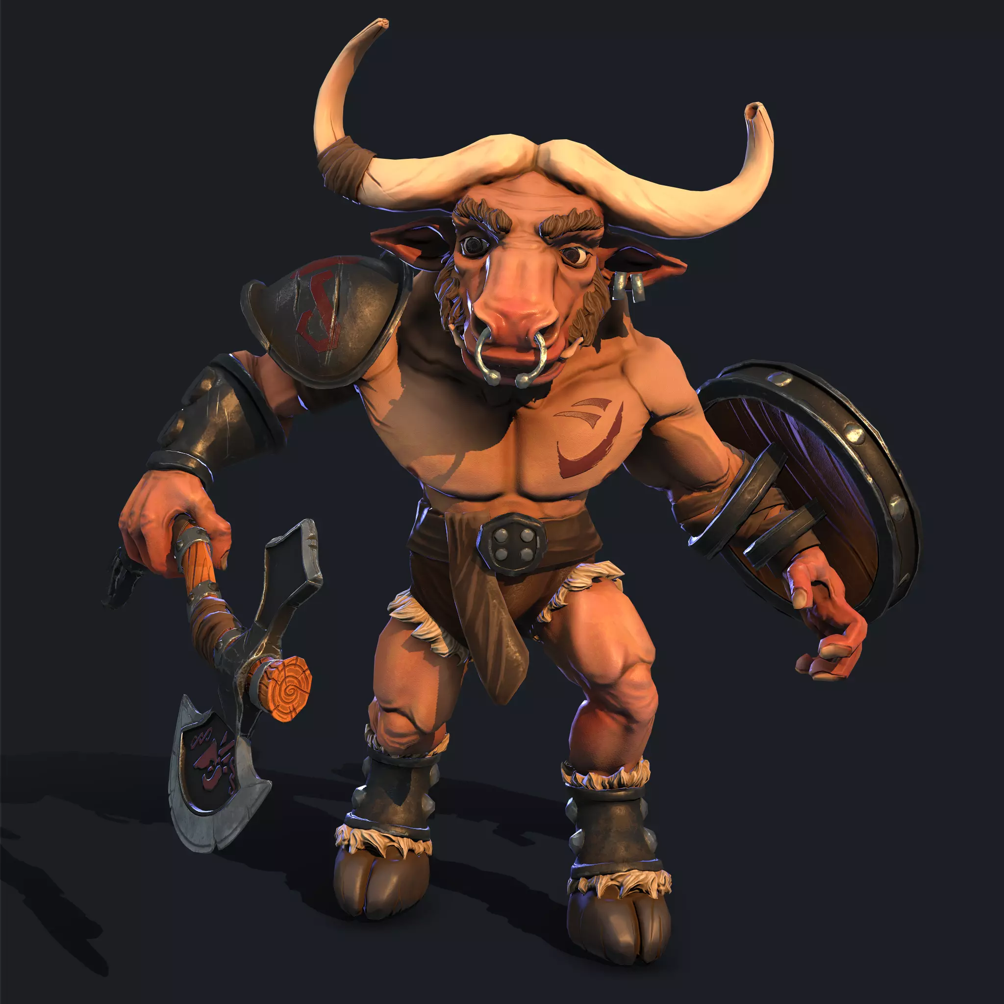 Minotaur stylized character Low-poly 3D model_0