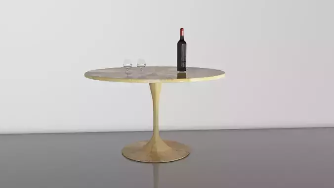 table with glasses and wine 3D model