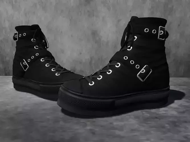 Sneakers 3D Black 2 Low-poly 3D model